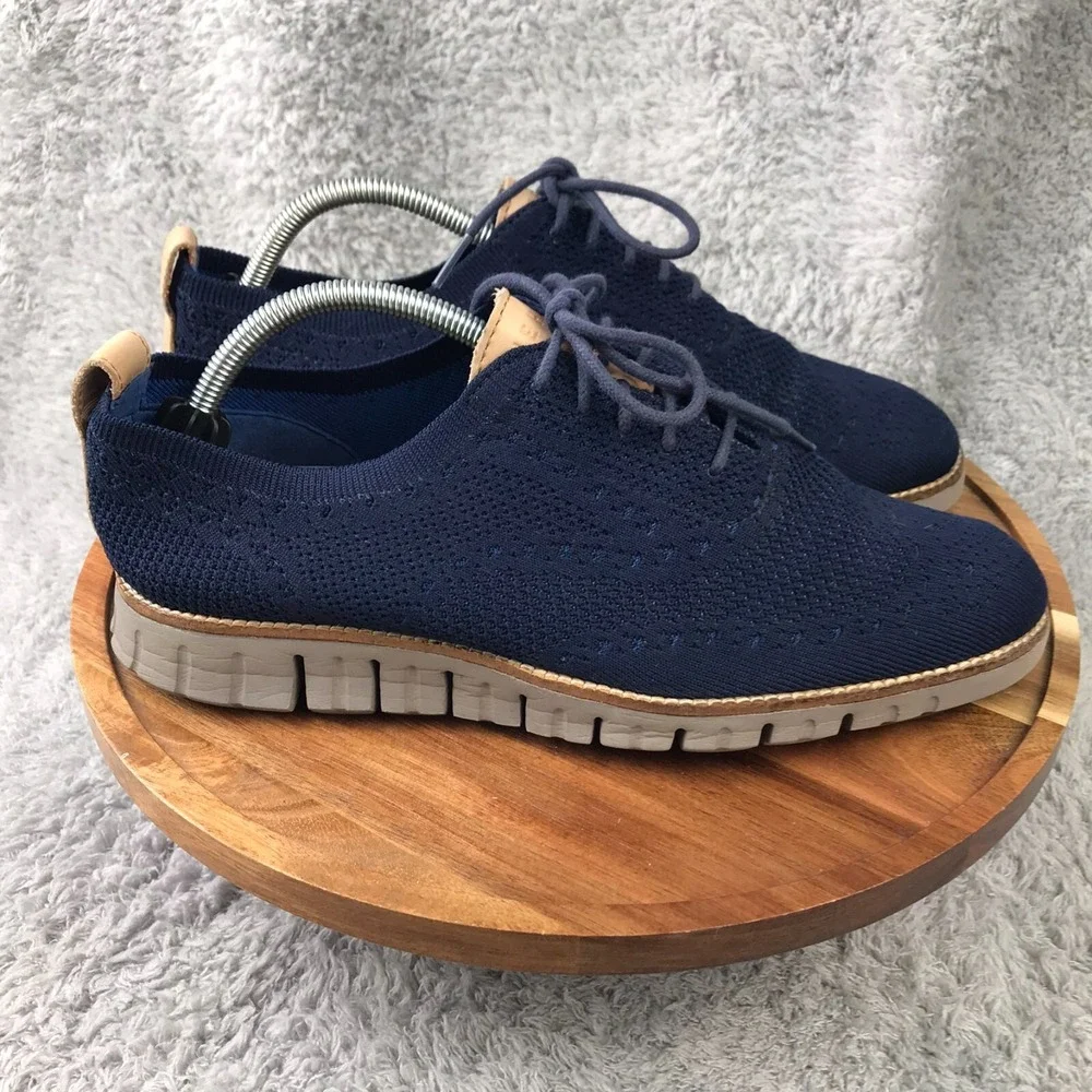 Cole Haan ZeroGrand Stitchlite Wingtip Oxford Mens 9M Blue Dress Shoe C27844